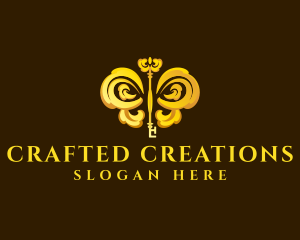 Luxury Butterfly Key logo design