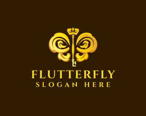 Luxury Butterfly Key logo design