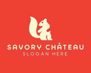 Beige Squirrel Silhouette logo design