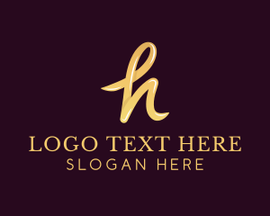 Gold Handwritten Letter H  logo