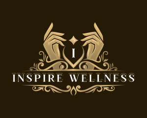 Elegant Floral Hand Wellness logo design