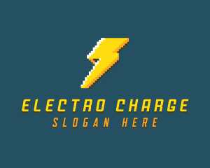 Pixel Electric Lightning logo design