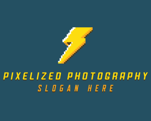 Pixel Electric Lightning logo design