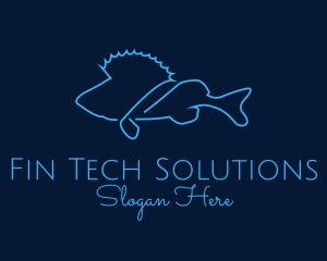 Saltwater Fish Monoline logo design