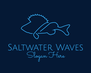 Saltwater Fish Monoline logo design