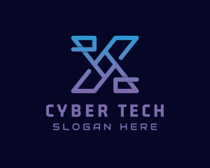 Modern Cyber Tech Letter X logo