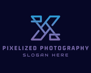 Modern Cyber Tech Letter X logo design