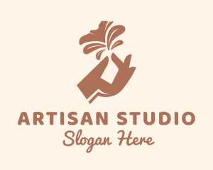 Brown Flower Hand logo design