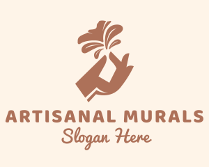 Brown Flower Hand logo design