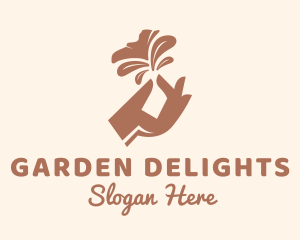 Brown Flower Hand logo design