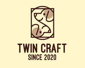 Brown Twin Dog  logo design