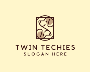 Brown Twin Dog  logo design