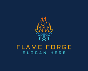 Thermal Fire Snowflake logo design