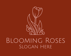 Minimal Rosebud Flower logo design