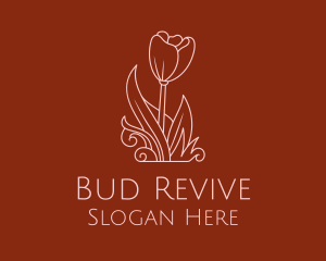 Minimal Rosebud Flower logo