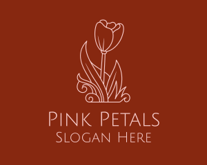 Minimal Rosebud Flower logo design