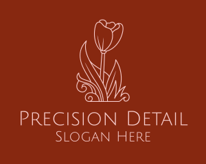 Minimal Rosebud Flower logo design