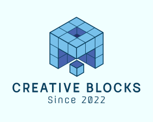 Blue Gaming Block logo design