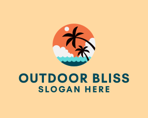 Tropical Beach Palm Tree logo design