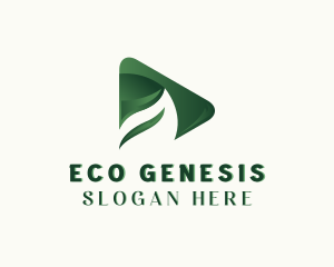 Eco Leaf Play Button logo design