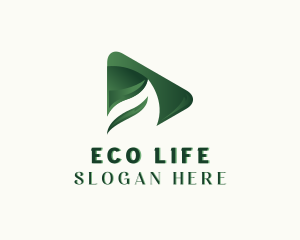 Eco Leaf Play Button logo design