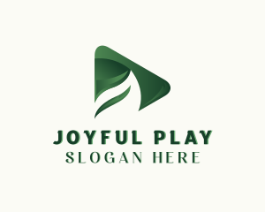 Eco Leaf Play Button logo design