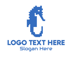 Blue Pixel Seahorse logo