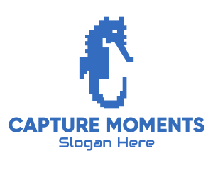 Blue Pixel Seahorse logo