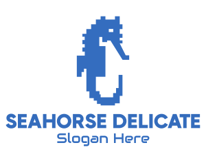 Blue Pixel Seahorse logo