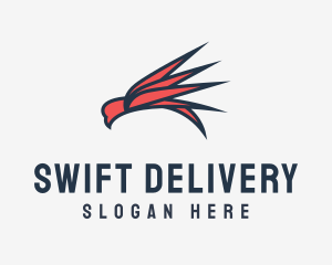 Abstract Red Bird logo design