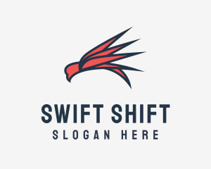 Abstract Red Bird logo design