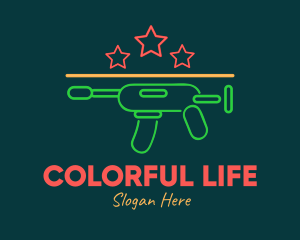 Colorful Neon Toy Gun Blaster logo design