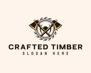 Axe Saw Lumberjack logo design