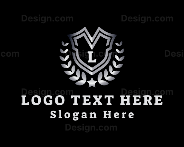 Metallic Shield Wreath Logo