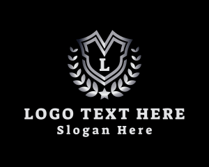 Metallic Shield Wreath logo