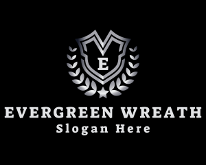 Metallic Shield Wreath logo design