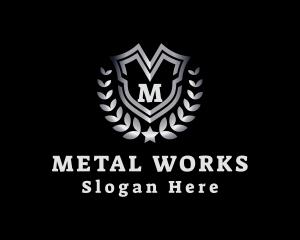 Metallic Shield Wreath logo design