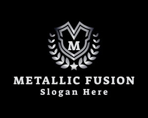 Metallic Shield Wreath logo