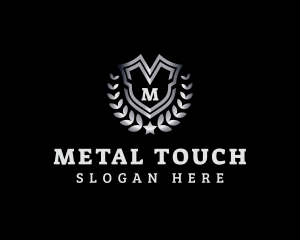 Metallic Shield Wreath logo