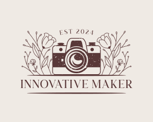 Floral SLR Camera logo design