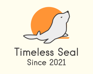 Baby Seal Sunset  logo design