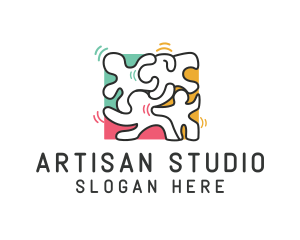 Puzzle Dancing People logo design