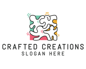 Puzzle Dancing People logo design