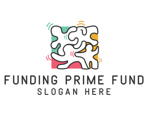 Puzzle Dancing People logo design