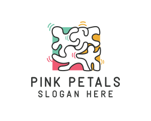 Puzzle Dancing People logo design