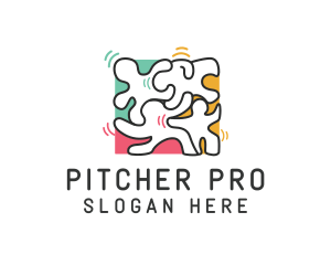 Puzzle Dancing People logo design