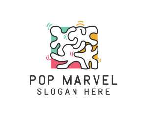 Puzzle Dancing People logo design