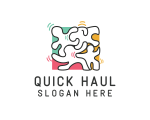 Puzzle Dancing People logo design