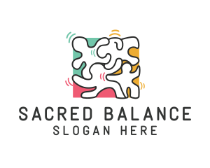 Puzzle Dancing People logo design