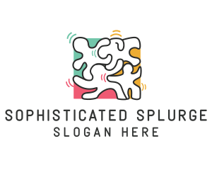 Puzzle Dancing People logo design